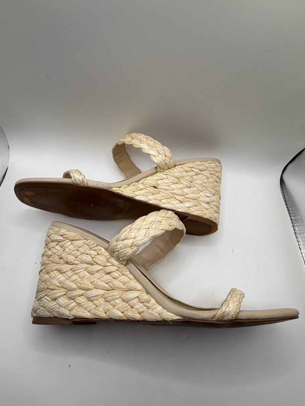Steven New York Ardy Espadrilles Wedge Sandals with Braided Rafia Straps.